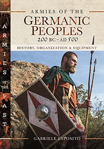 Book cover depicting a Germanic warrior with shield and spears.