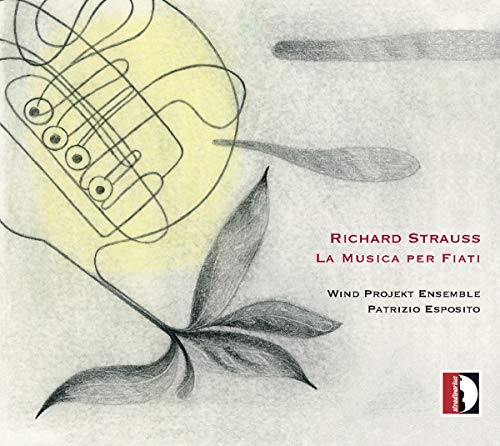CD cover: sketched brass instrument and leaf, red text "Richard Strauss".