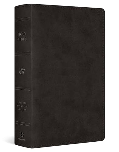 Closed black leather Bible with gold lettering, labeled "Holy Bible.