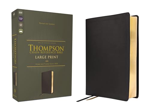 Black leather-look Bible with gold page edges, shown with its olive-green box.