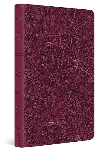 Closed maroon Bible with floral pattern and gold spine detail.