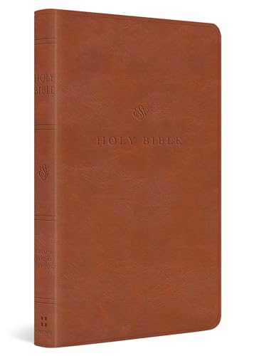 Brown leather-bound Bible, closed, with gold lettering on the cover.