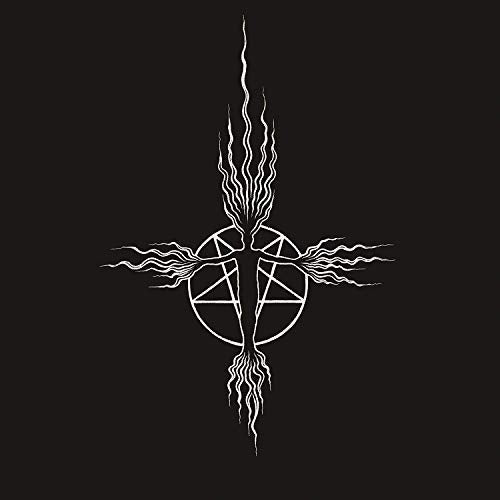 Black album cover with a white, stylized tree-like symbol within a circle.