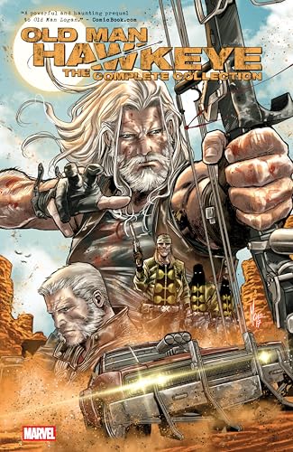 Comic book cover featuring an aged Hawkeye with a bow and arrow.