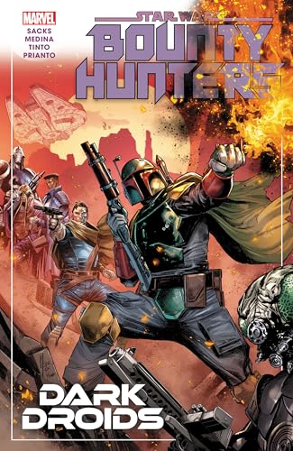 Comic cover featuring Boba Fett and other characters amidst explosions.