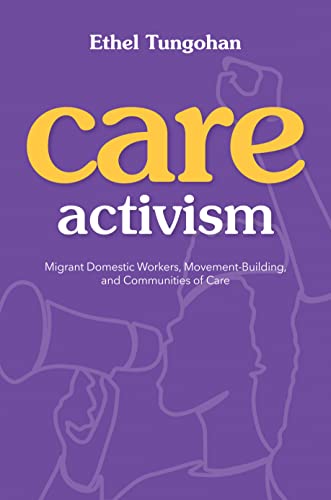 Book cover with yellow text "care activism" and a raised fist outline.