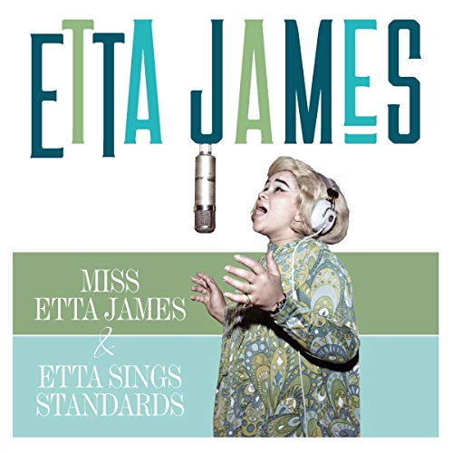 Etta James album cover featuring a woman singing into a microphone, wearing headphones.
