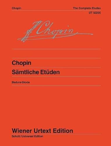 Red cover of Chopin’s “Etudes Opus 10 & 25 (Samtliche)” sheet music.