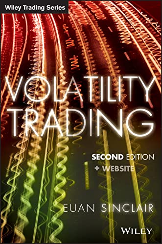 Book cover for "Volatility Trading, Second Edition" with abstract light trails.