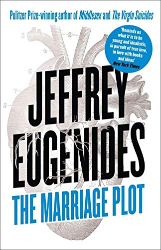 Book cover for "The Marriage Plot" by Jeffrey Eugenides with a heart illustration.