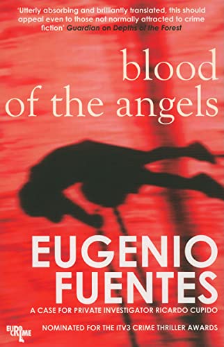 Red book cover with silhouetted figure and white title: "blood of the angels".
