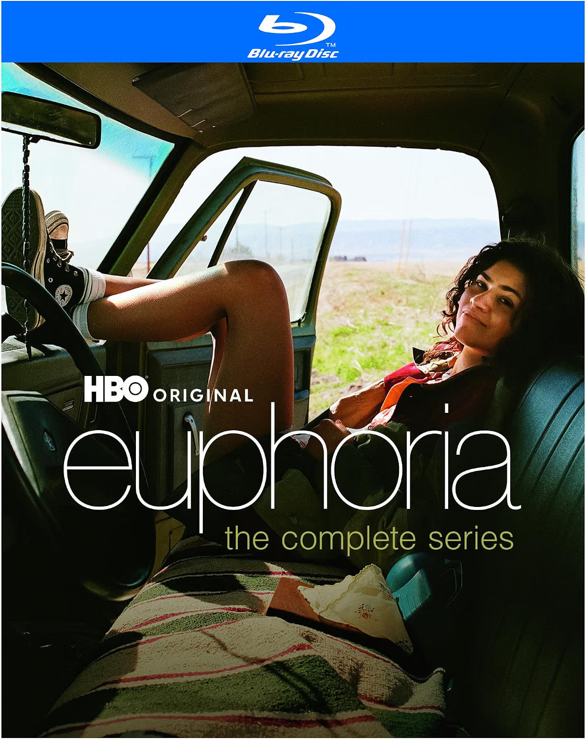 “Euphoria” Blu-ray cover featuring two young women in a car, looking outwards.