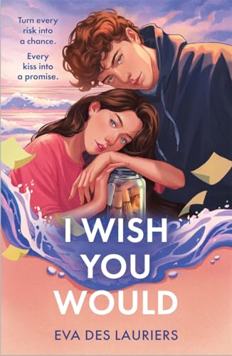 Book cover: two young people embrace against a wave and sunset.