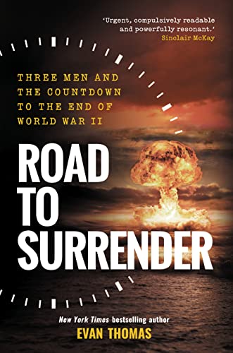Book cover: "Road to Surrender" with atomic bomb explosion imagery.