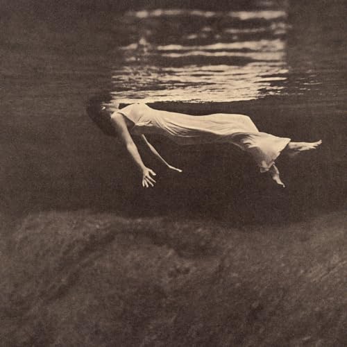 Sepia-toned album cover depicting a person floating underwater in a white dress.