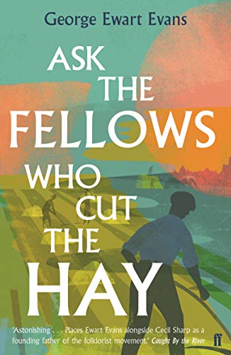 Book cover with stylized illustration of people harvesting hay in a field at sunset.