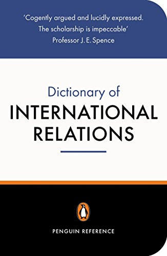Book cover: “Dictionary of International Relations” with Penguin logo.