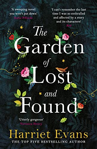 Book cover with white text on a dark, leafy background featuring flowers and birds.