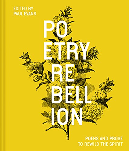 Book cover with a yellow background, black floral illustration, and white text.