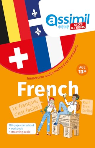 French language coursebook for teens with flags and illustrated scene.
