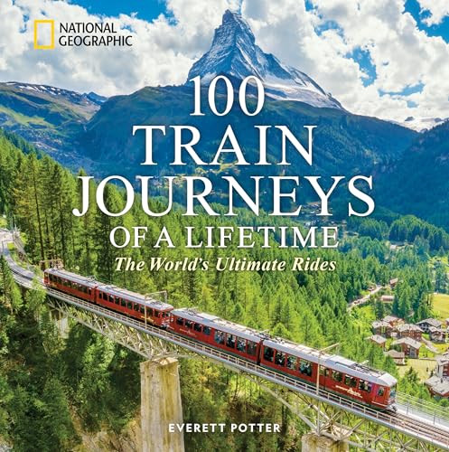 Book cover: train on a bridge with mountains in the background.