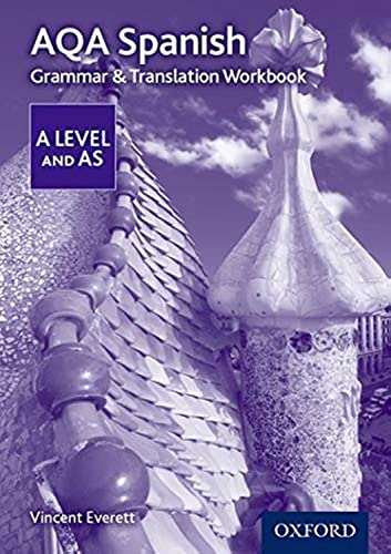A purple-toned workbook cover featuring Spanish architecture, text, and an Oxford University Press logo.