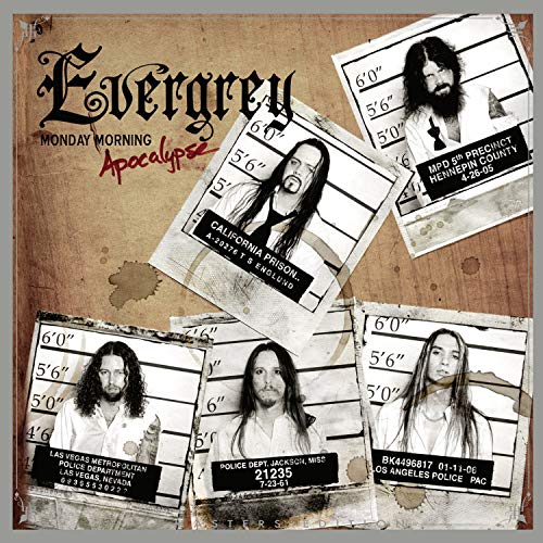 CD cover for Evergrey’s “Monday Morning Apocalypse” with mugshot collage.