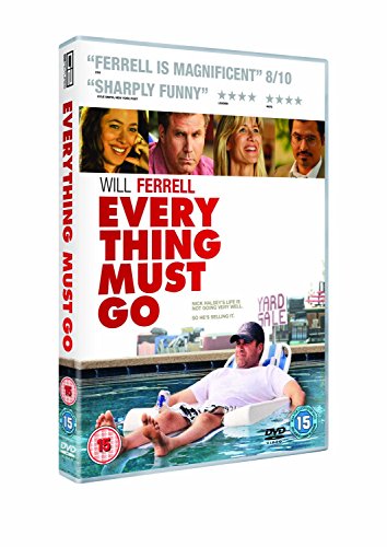 DVD cover for "Everything Must Go" featuring Will Ferrell by a pool.