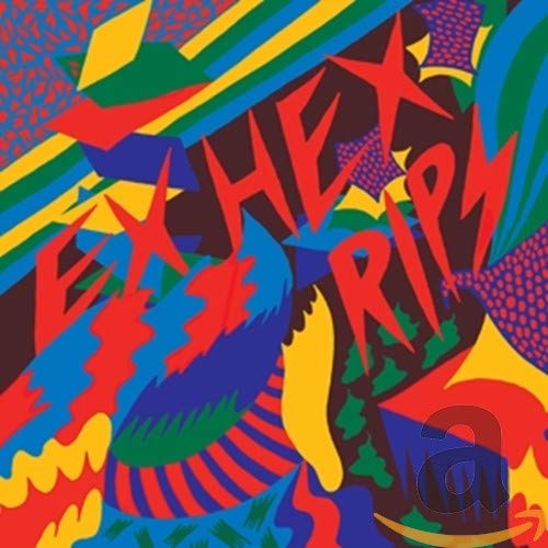 Colorful abstract album cover for Ex Hex’s “Rips” with bold lettering.