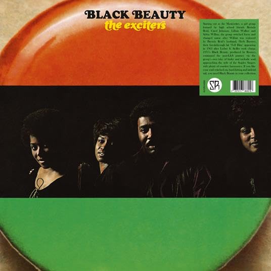 Vinyl record of The Exciters’ “Black Beauty” with group portrait.