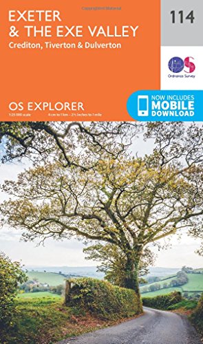 Ordnance Survey Explorer map 114 cover featuring Exeter and the Exe Valley.