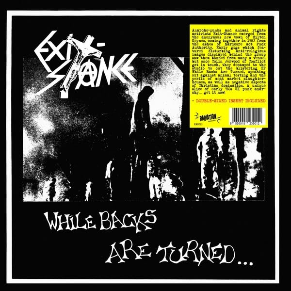 Black and white vinyl record cover with distressed lettering and a forest scene.