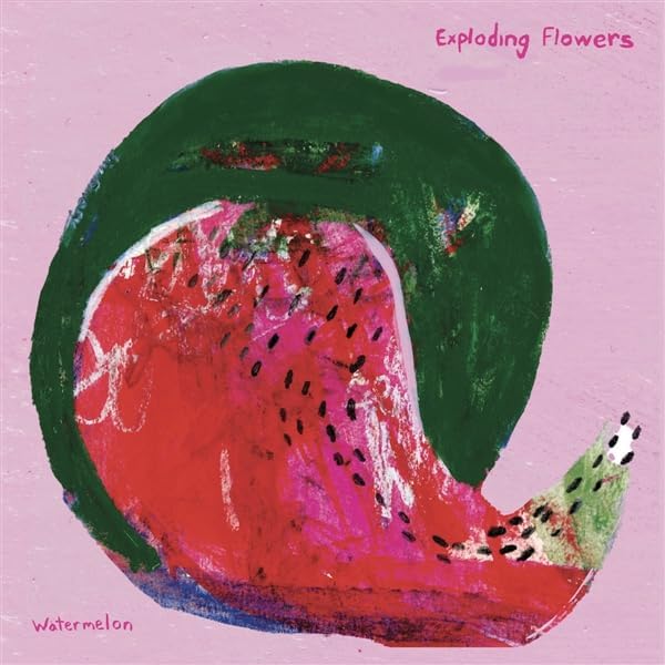 Painted record cover featuring a sliced watermelon with peacock feather details.