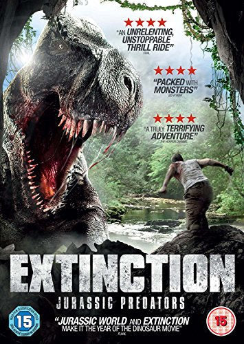 DVD cover for "Extinction: Jurassic Predators" featuring a roaring dinosaur.
