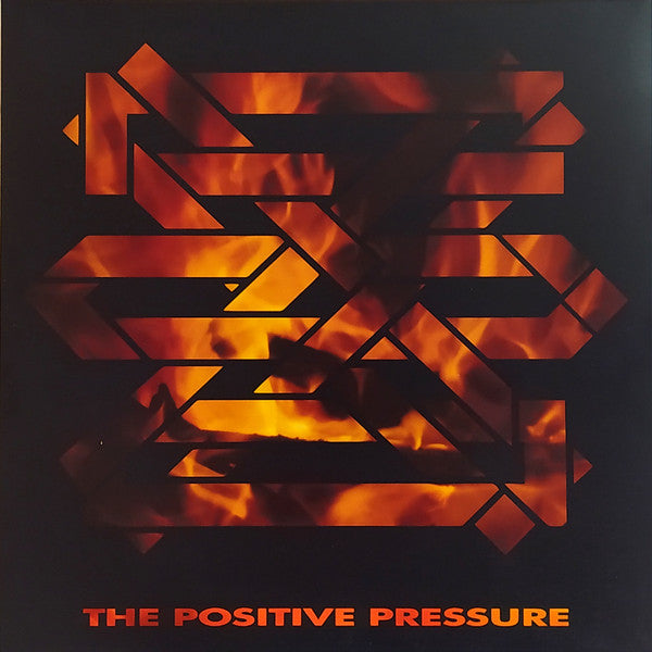 Vinyl record cover with abstract orange and black geometric flame design.