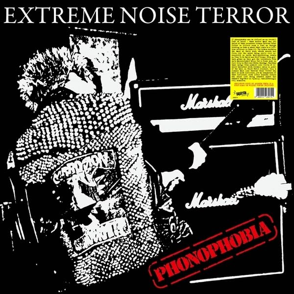 Black album cover with a distressed gorilla and band name "Extreme Noise Terror".
