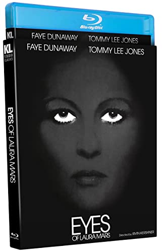 Blu-ray case for "Eyes of Laura Mars" featuring a woman’s intense gaze.