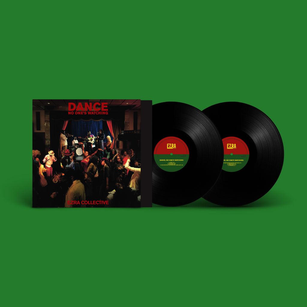 Vinyl record and album cover for Ezra Collective’s “Dance, No Ones Watching.”