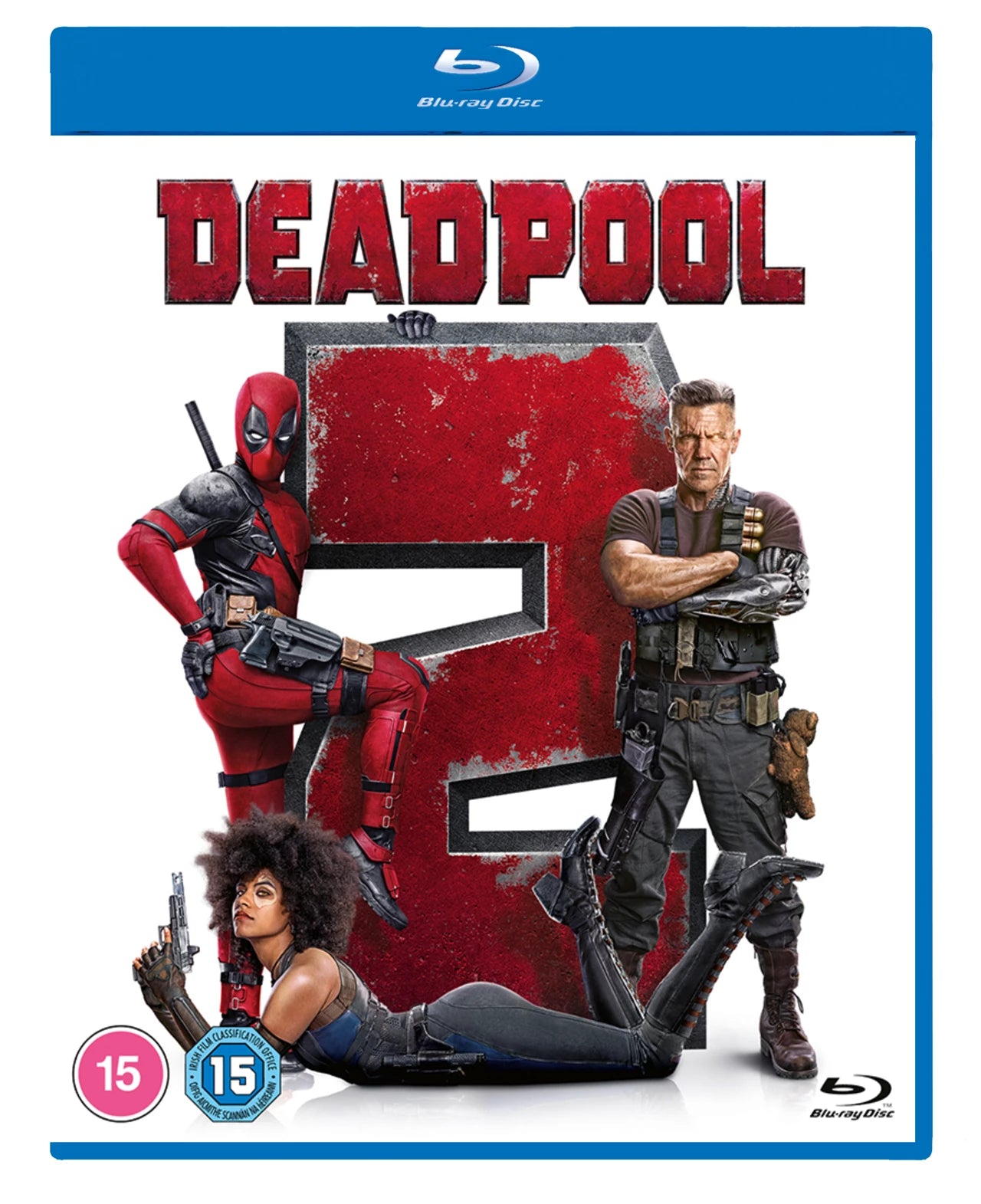 Deadpool 2 Blu-ray cover featuring Deadpool and other characters in action.