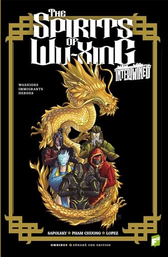 Book cover: golden dragon with diverse characters below, dark background.