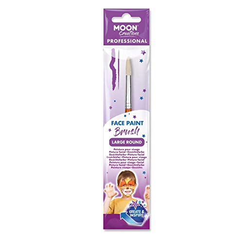 A large round face paint brush in purple Moon Creations retail packaging.