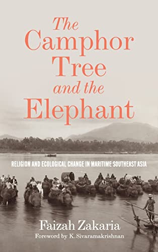 Book cover featuring a sepia photo of elephants and people in a river.