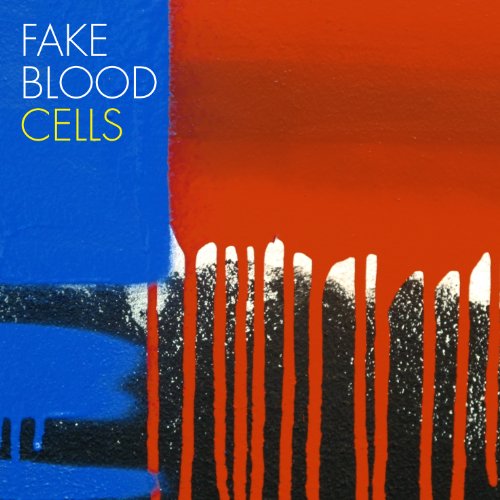 Album cover for “Fake Blood Cells” with red and blue paint strokes.