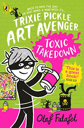 Book cover featuring a cartoon character in a mask holding a paint bucket.