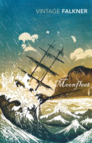 Vintage Classics book cover: "Moonfleet" with a ship in stormy seas.