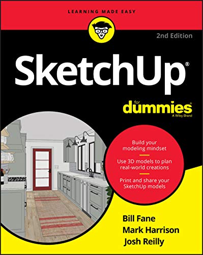 Book cover for "SketchUp For Dummies" 2nd Edition, featuring a kitchen design.
