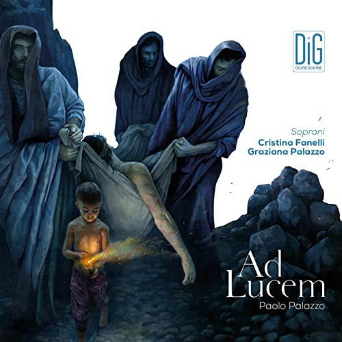 CD cover depicting a dramatic, painted scene of figures with a light source.
