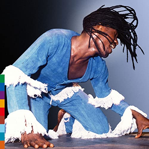 Farafina album cover featuring a kneeling man in blue clothing.