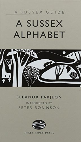 Book cover titled A Sussex Alphabet with a black and white landscape illustration.