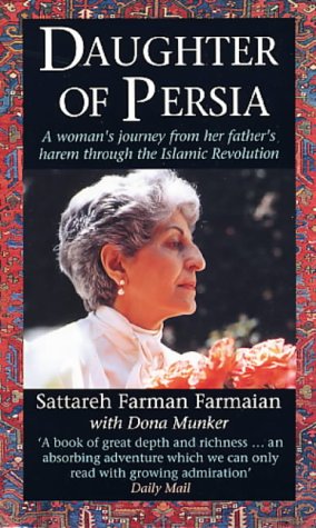 Book cover featuring a portrait of Sattareh Farman Farmaian, author of "Daughter of Persia".